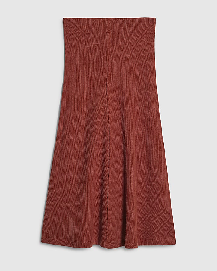 Petite Brown Textured Full Skirt