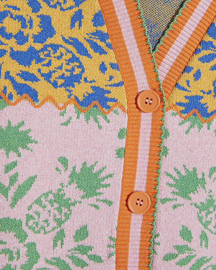 Pink Knitted Floral Waistcoat