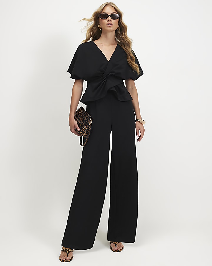Black Twist Top Jumpsuit