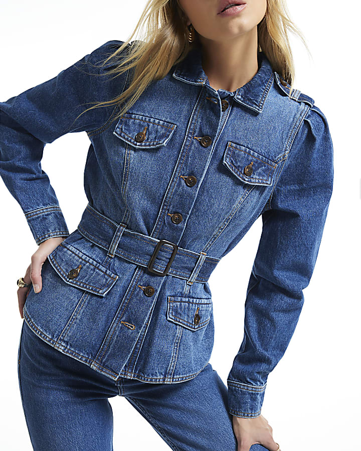 Blue Denim Belted Drummer Jacket