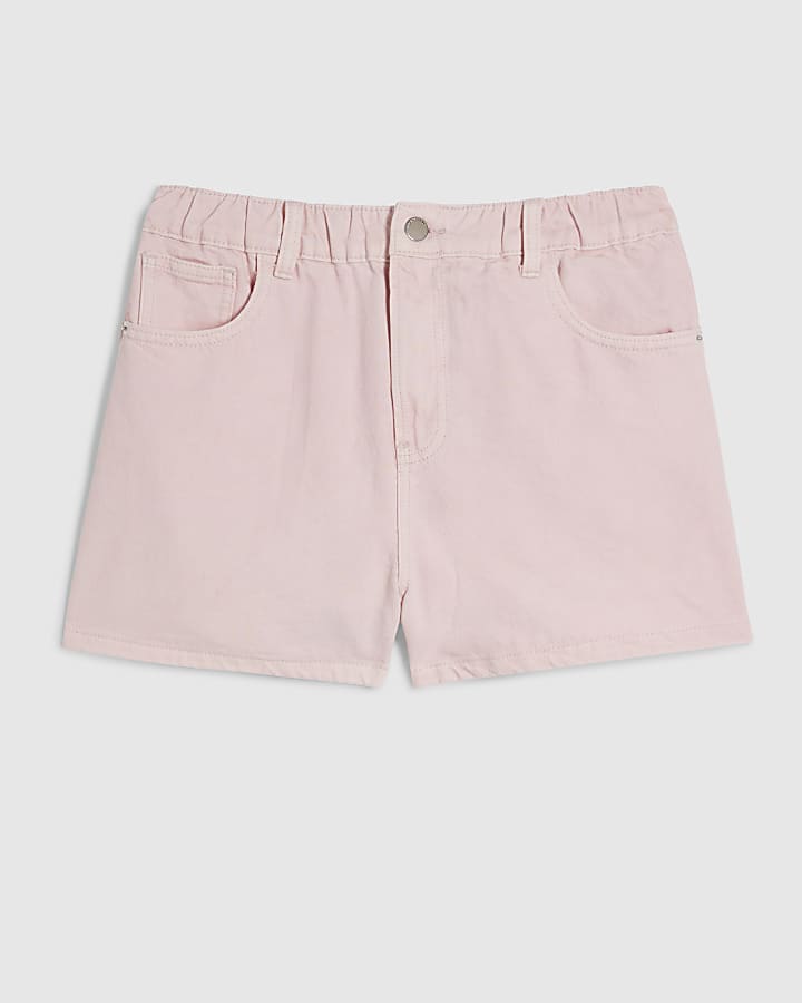 Pink Elasticated Denim Shorts