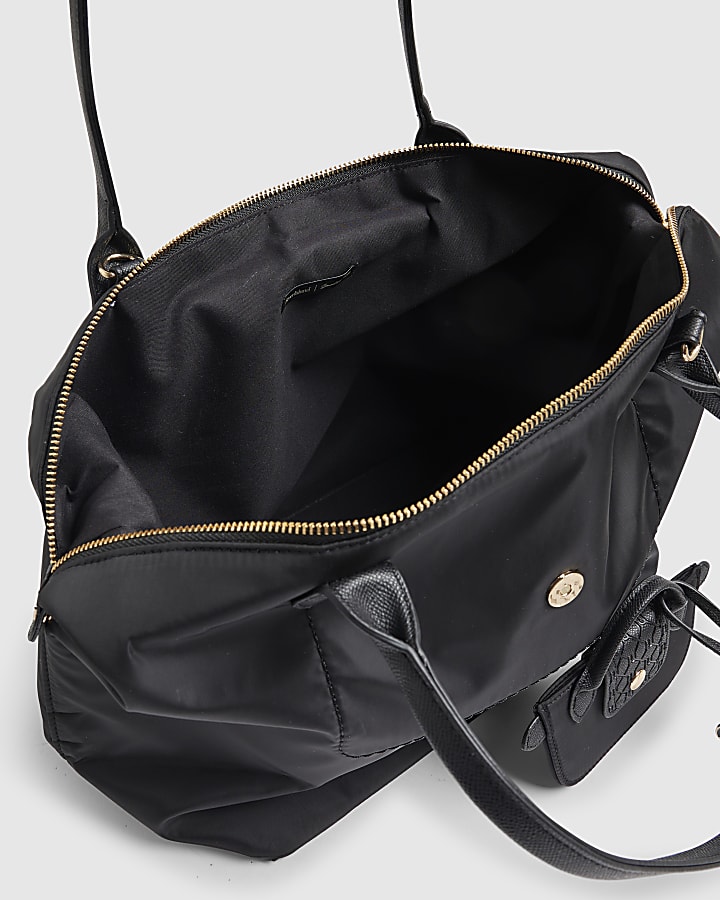 Black Flap Over Shopper Bag