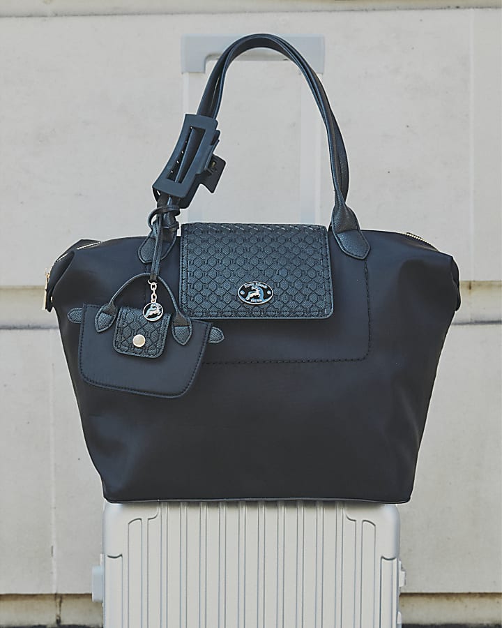Black Flap Over Shopper Bag