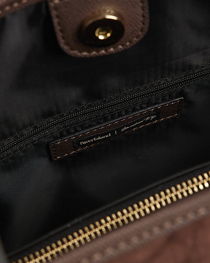 Brown Faux Suede Buckle Shopper Bag