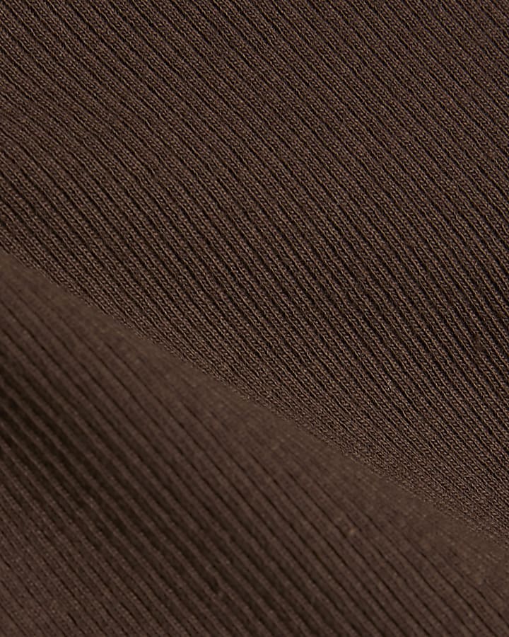 Brown Wide Cuff Fitted Tank Top