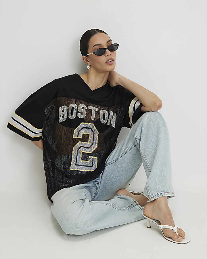 Black Lace Boston Number T-Shirt