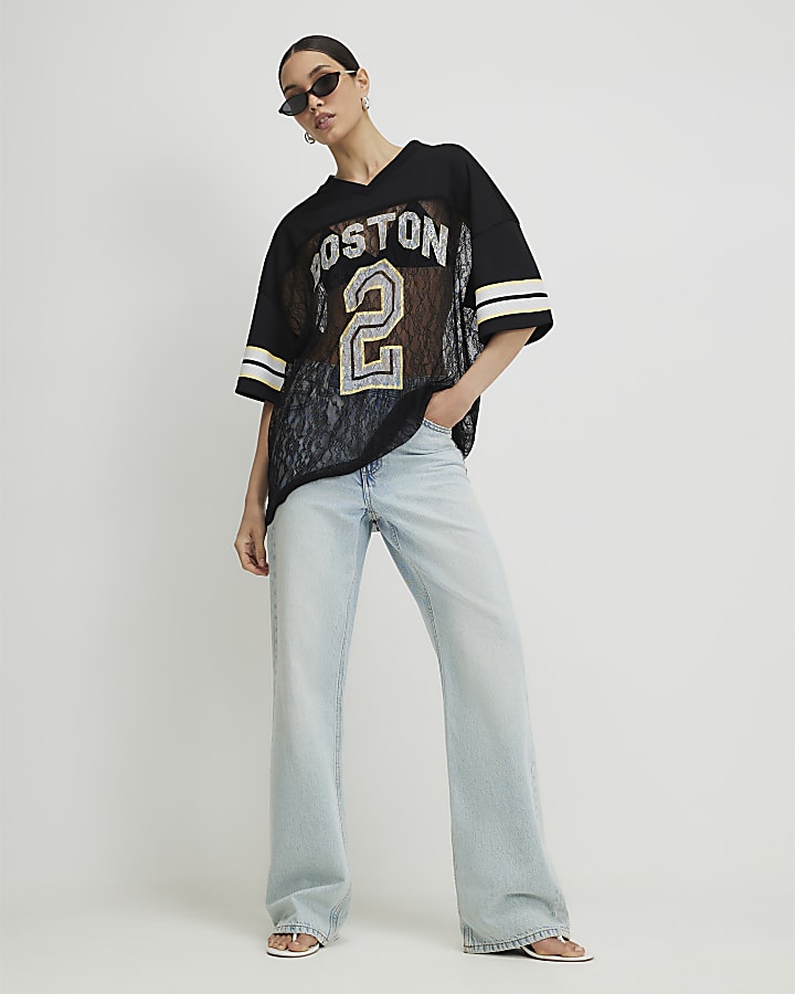 Black Lace Boston Number T-Shirt