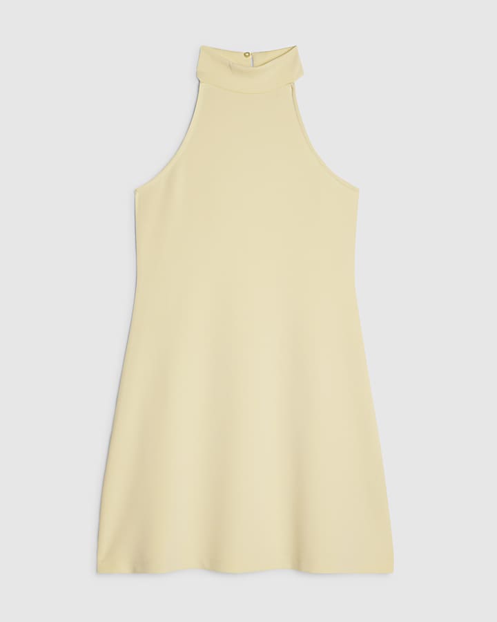 Yellow Premium Halter Neck Mini Dress