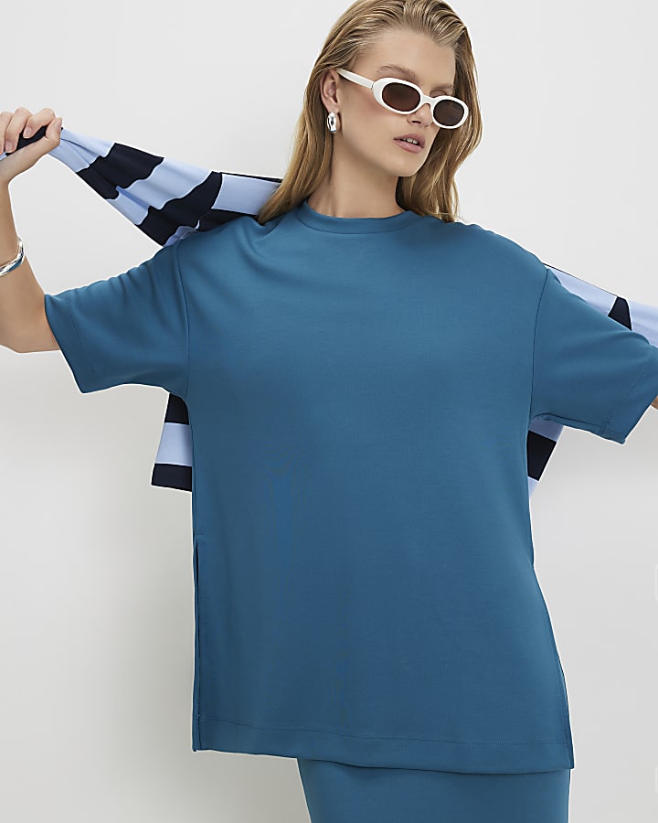 Blue Premium Short Sleeve Oversized T-Shirt