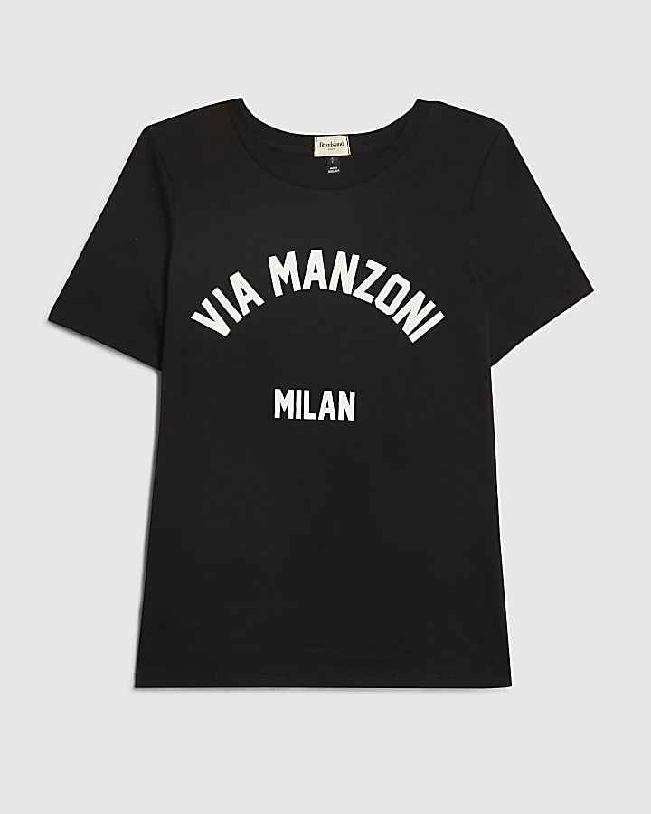 Black Short Sleeve Via Manzoni T-shirt