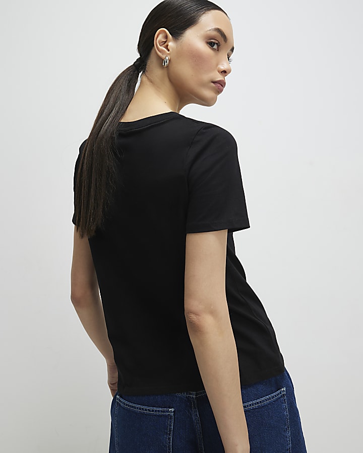 Black Short Sleeve Rue Saint Paradis T-shirt