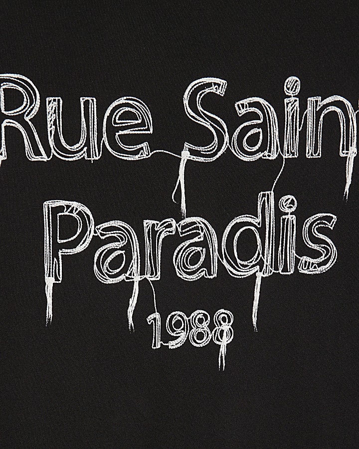 Black Short Sleeve Rue Saint Paradis T-shirt