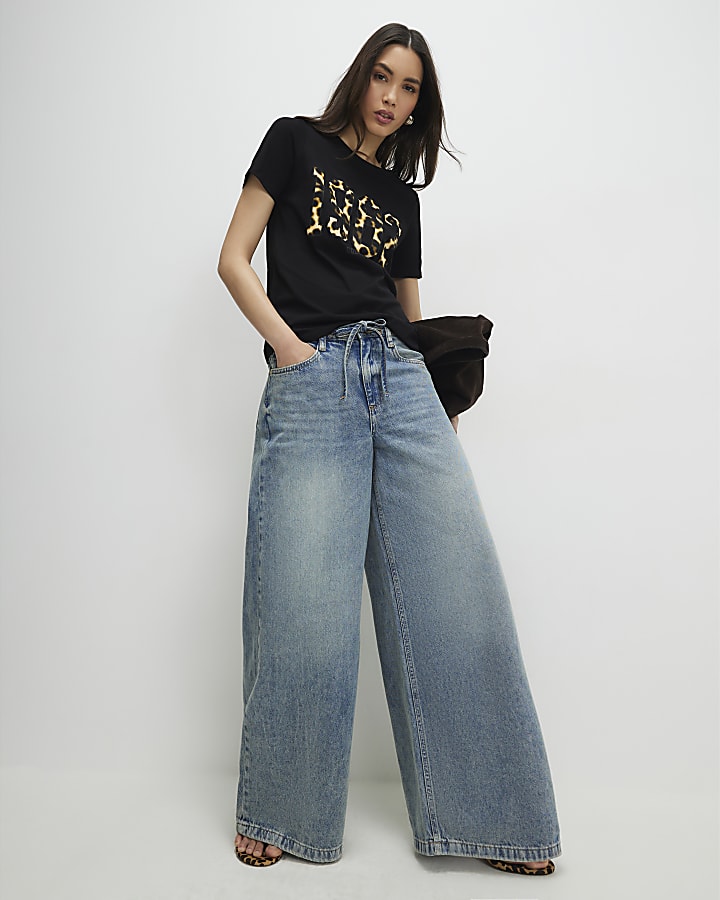 Black 1982 Leopard Print T-Shirt