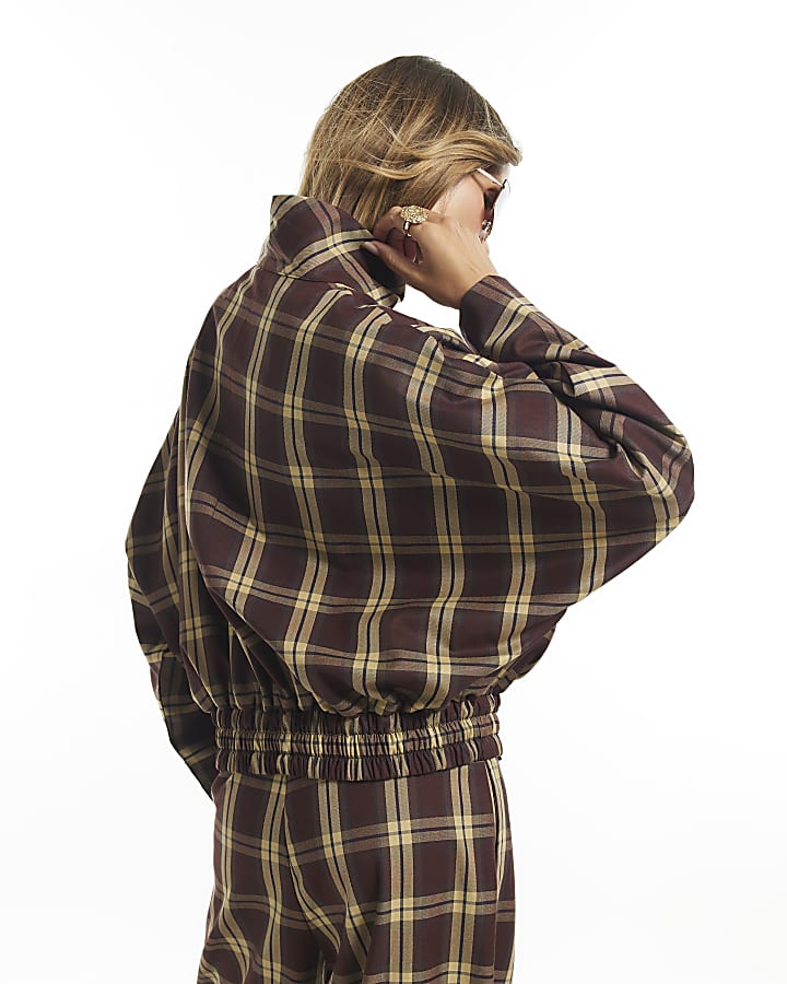 Red Check Batwing Bomber Jacket