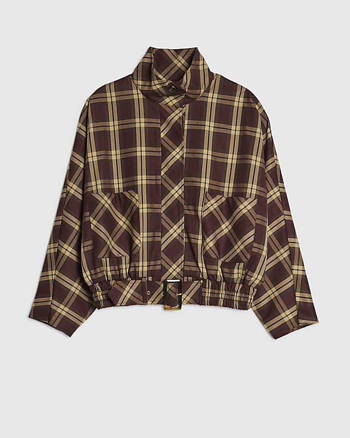 Red Check Batwing Bomber Jacket