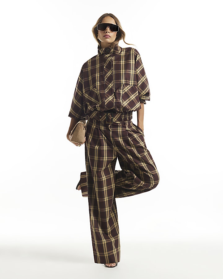 Red Check Batwing Bomber Jacket