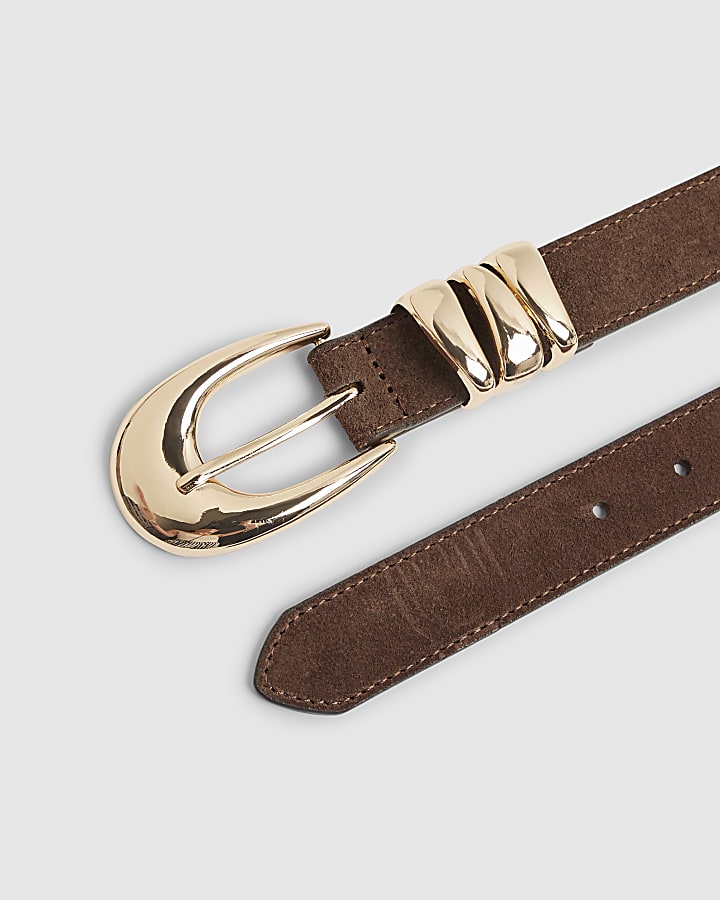 Brown Suede Triple Keeper Belt
