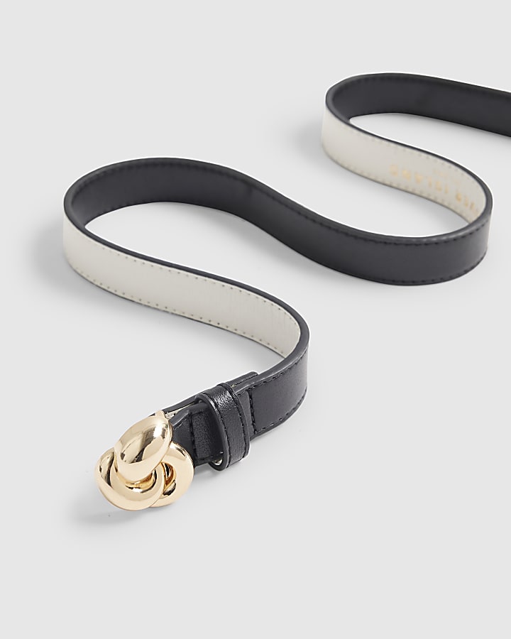 Black Faux Leather Skinny Knot Belt