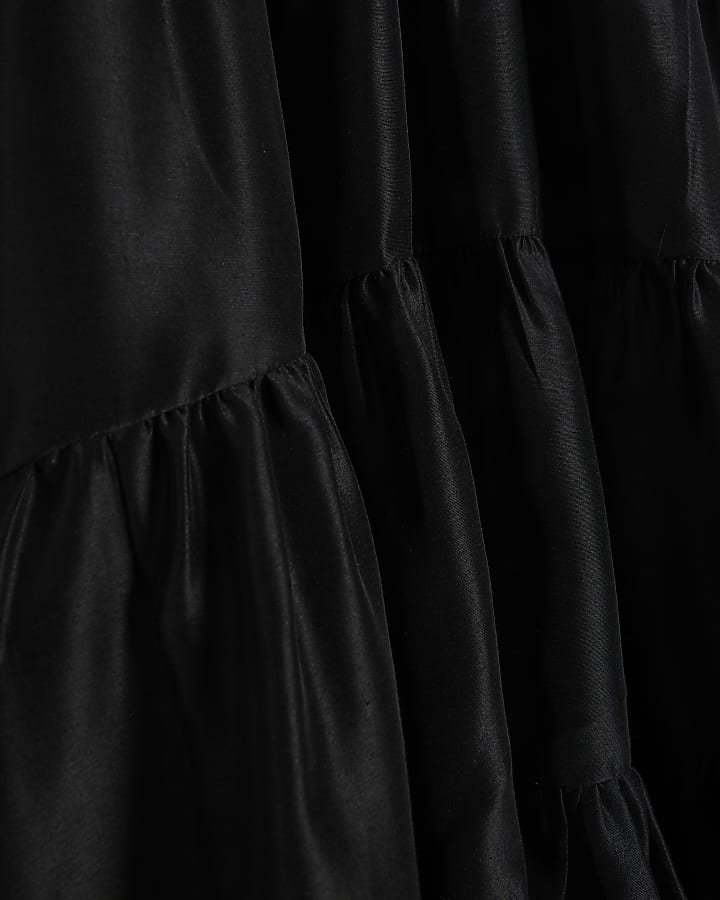 Black Halter Tiered Maxi Dress