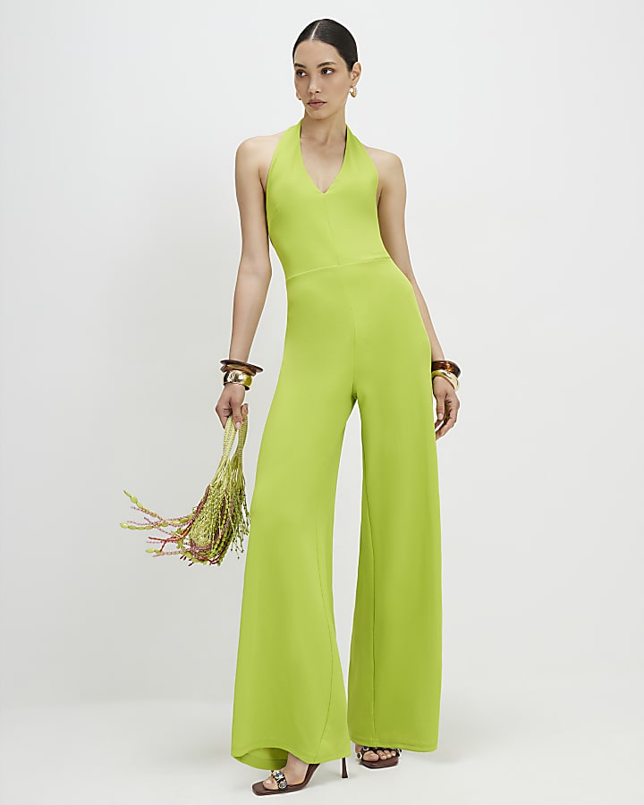 Green Halter Neck Jumpsuit