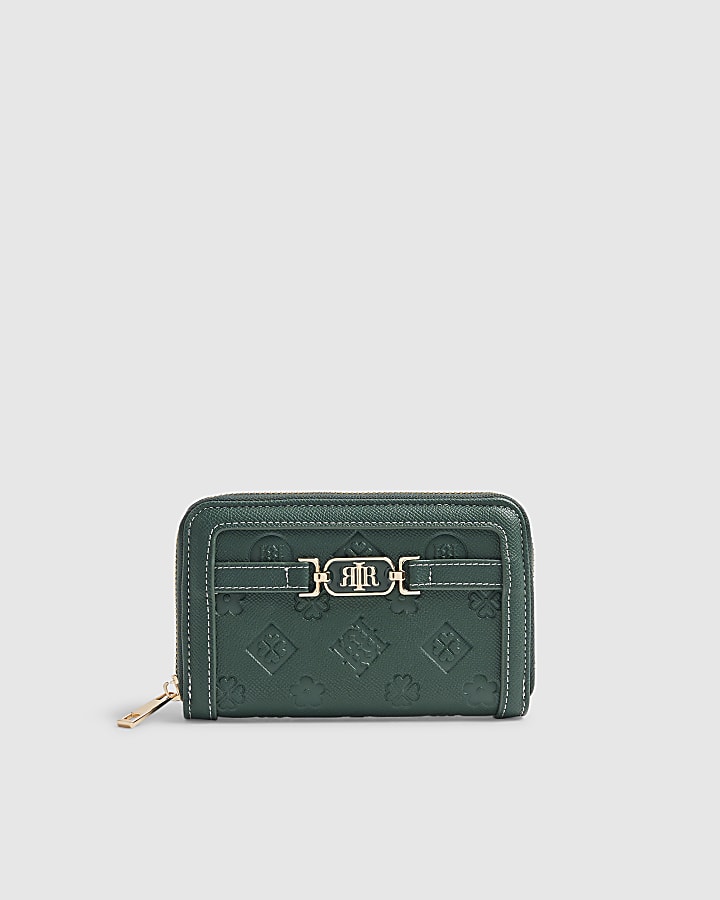 Green Monogram Embossed Purse