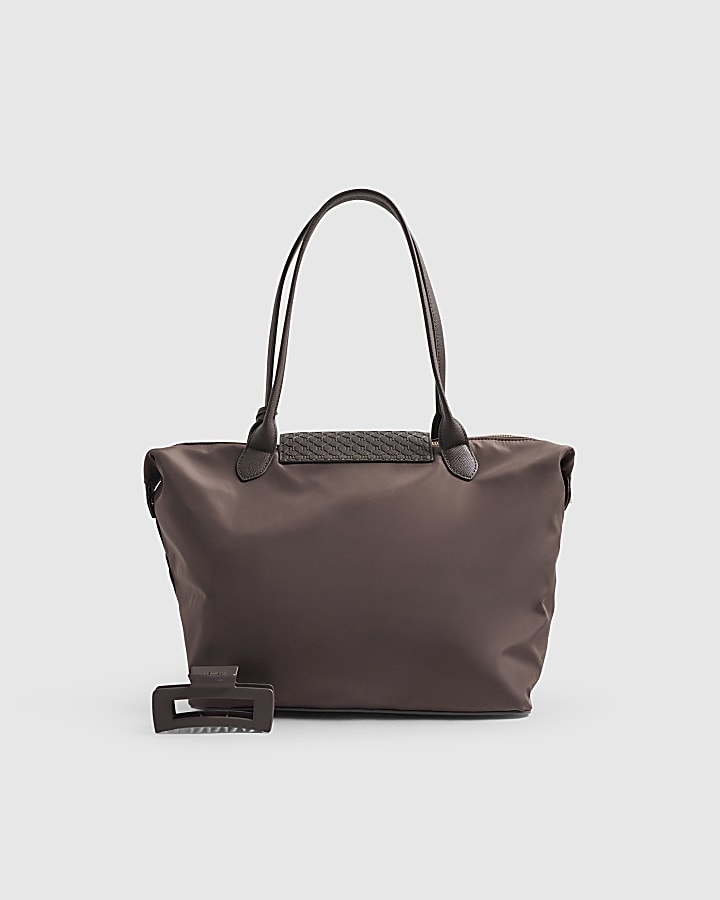 Brown Flap Over Shopper Bag