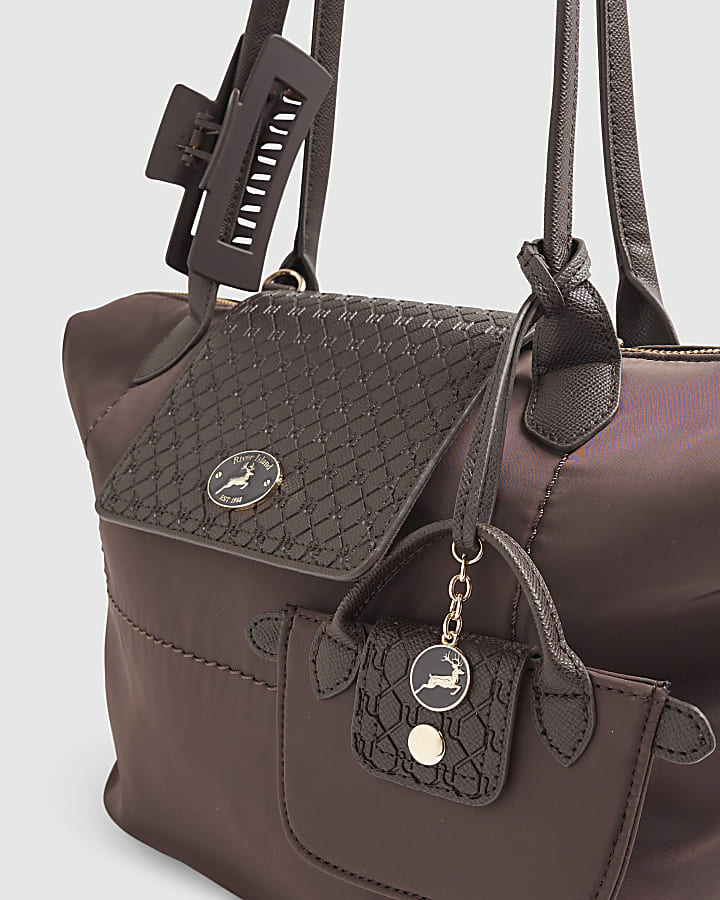 Brown Flap Over Shopper Bag