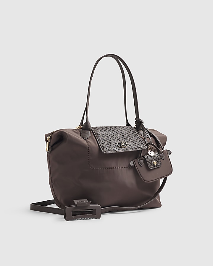 Brown Flap Over Shopper Bag