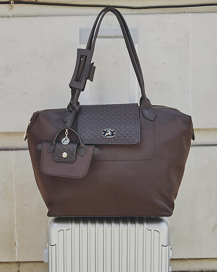 Brown Flap Over Shopper Bag