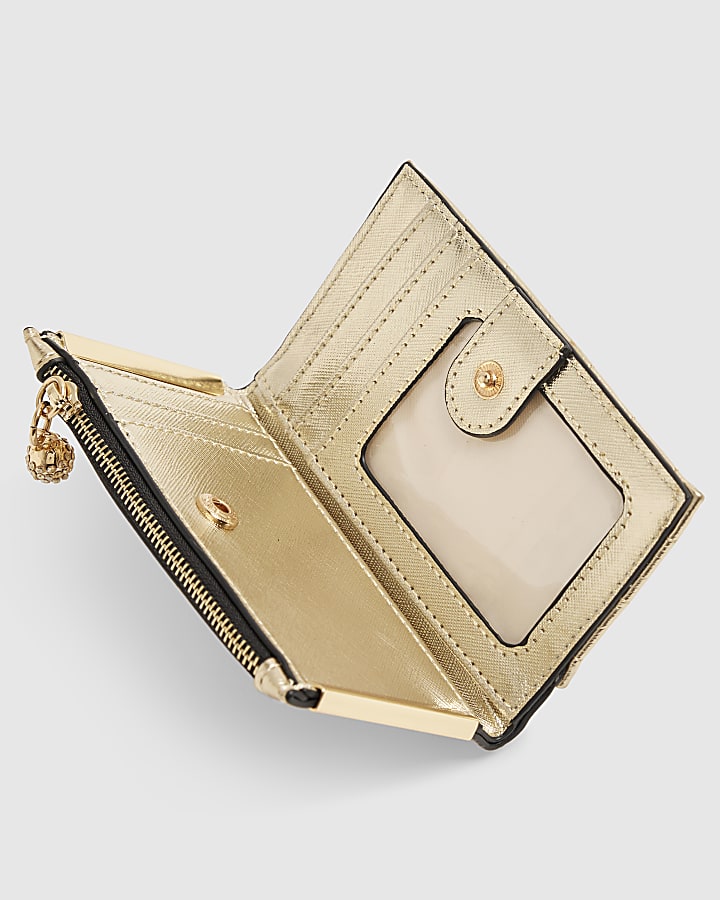 Gold Quilted Mini Cardholder Fold Out Purse