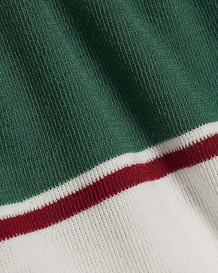 Green Striped Textured Shorts