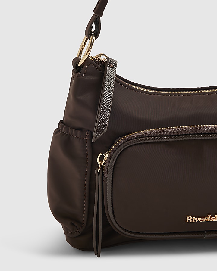 Brown Utility Pocket Crossbody Bag