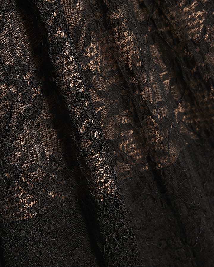 Petite Black Lace Maxi Dress