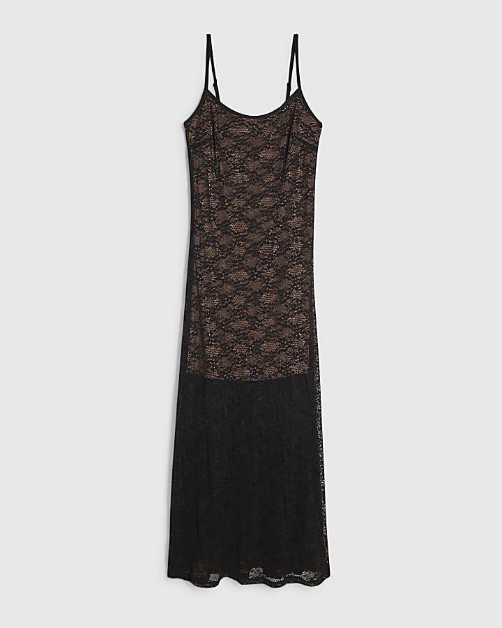 Petite Black Lace Maxi Dress