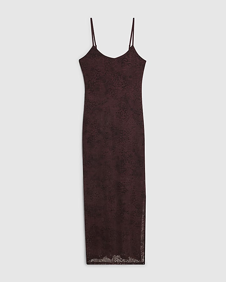 Red Sleeveless Devore Maxi Dress