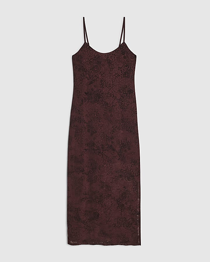 Petite Red Sleeveless Devore Maxi Dress