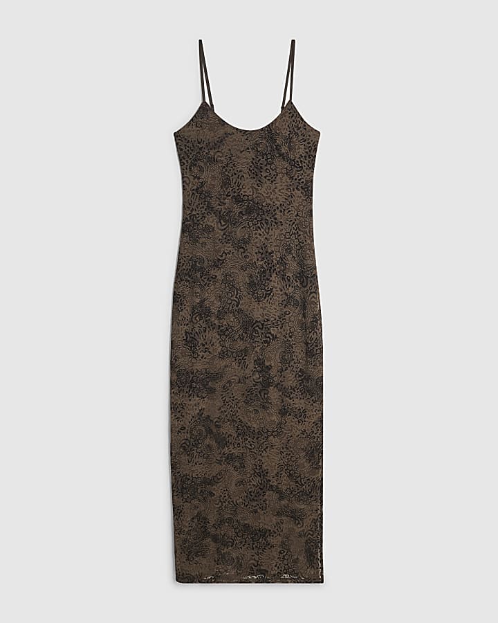 Green Sleeveless Devore Maxi Dress