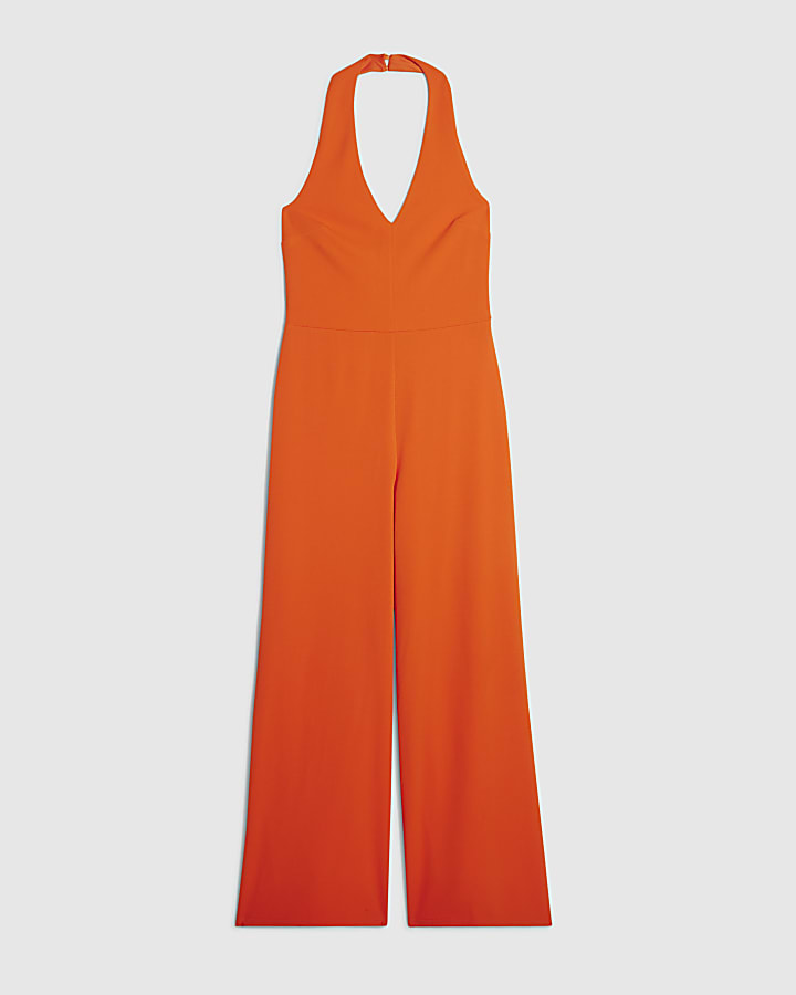 Orange Halter Neck Jumpsuit