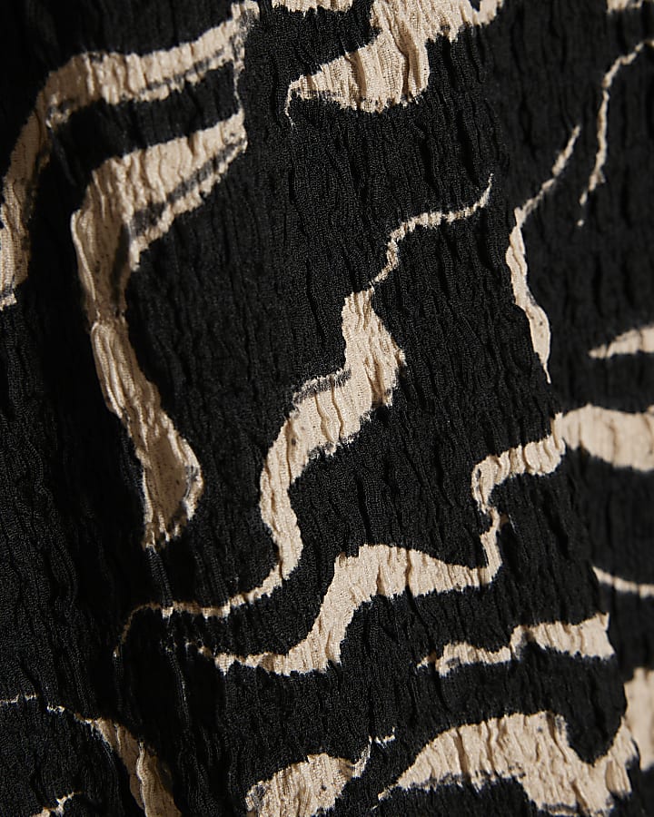 Black Abstract Grown On Sleeve Top