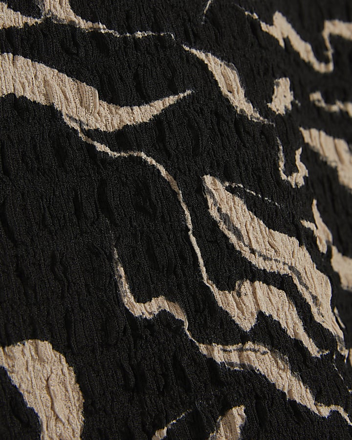 Petite Black Abstract Print Top