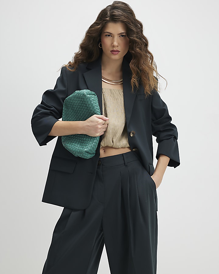 Green Long Sleeve Oversized Blazer