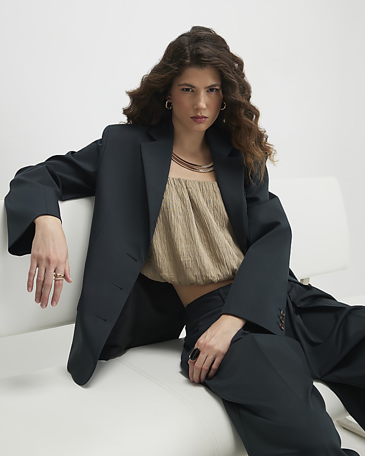 Green Long Sleeve Oversized Blazer