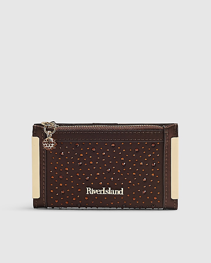 Brown Diamante Mini Purse