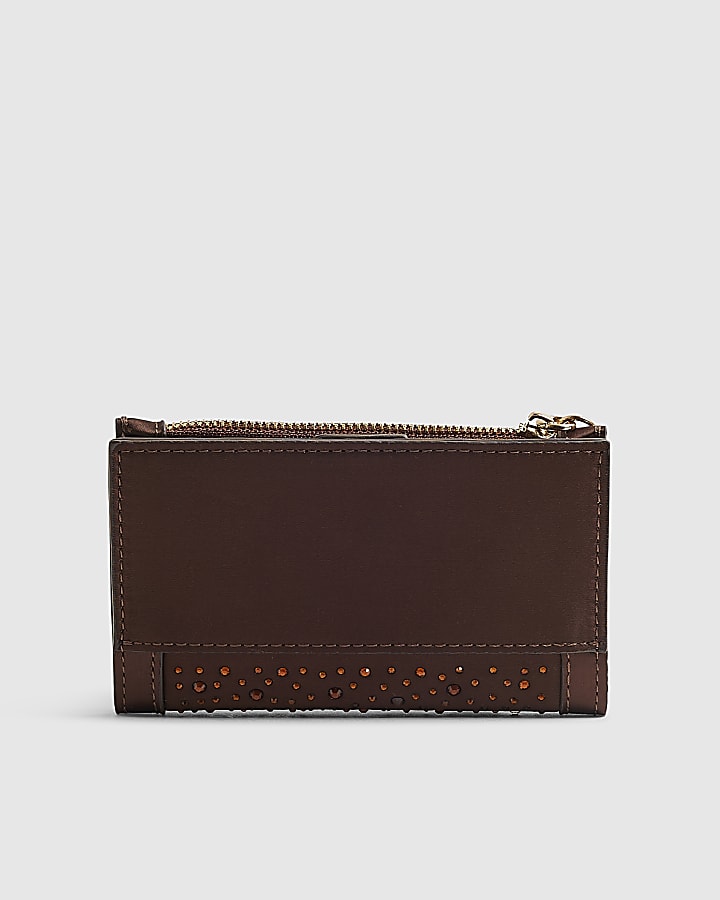Brown Diamante Mini Purse