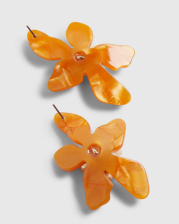 Orange Orchid Earrings