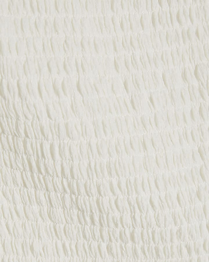 White Broderie Shirred Top