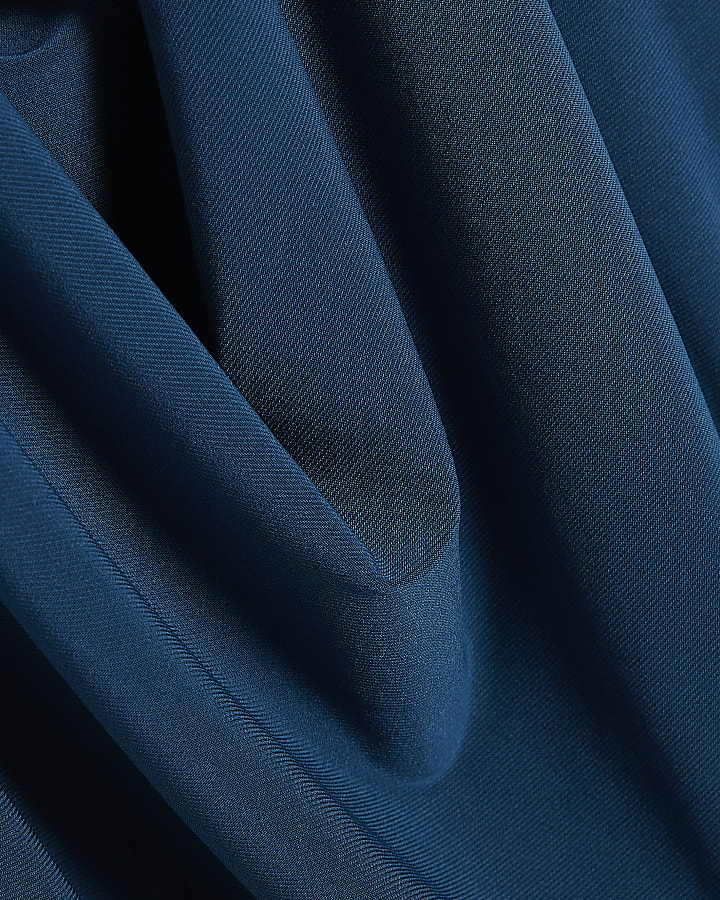 Blue Metal Trim Cowl Neck Jumpsuit