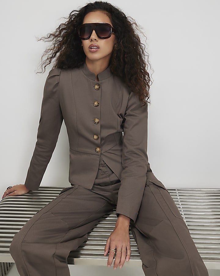 Grey Stand Up Collar Drummer Jacket