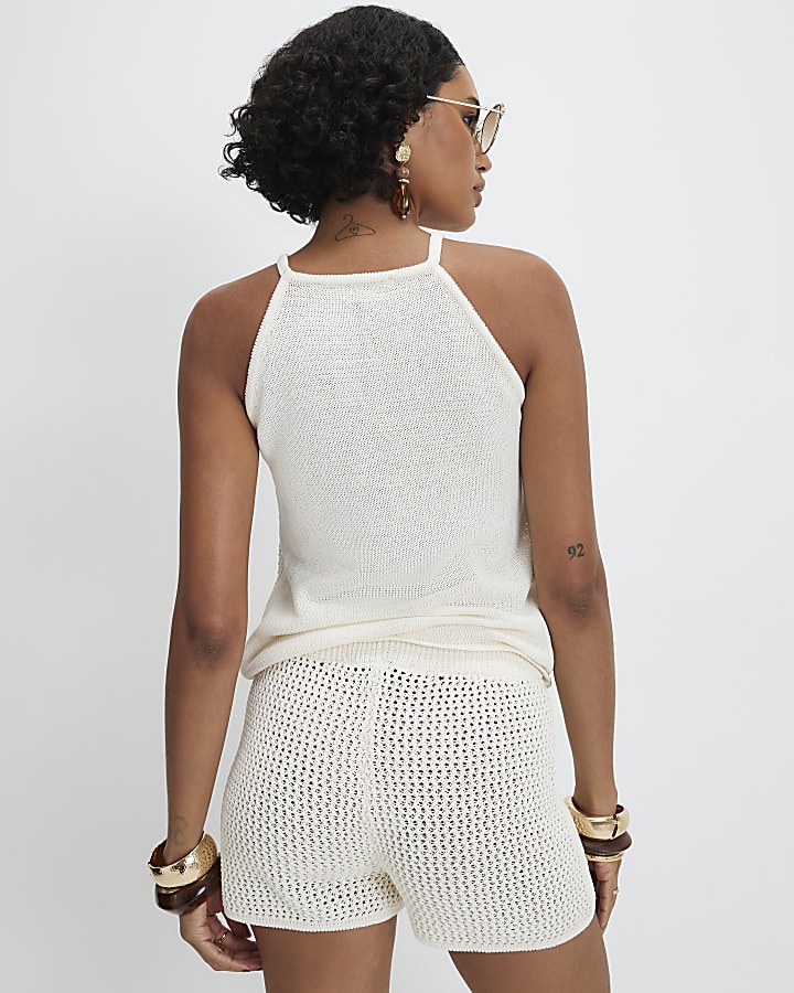 Cream Crochet Knit Short