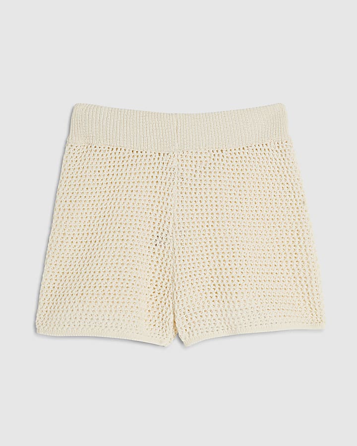 Cream Crochet Knit Short
